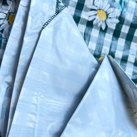 Tablecloth 60x84" Blue White Check with Daisies and 4 Daisy Placemats SummerCore - Picture 4 of 5